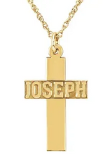 Load image into Gallery viewer, Nameplate Cross Necklace Religious with chain
