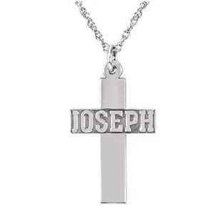 Nameplate Cross Necklace Religious with chain