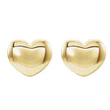 Load image into Gallery viewer, Solid Gold Youth Puffed Heart Earrings
