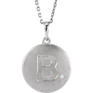 Sterling Silver Diamond Initial Disc Necklace