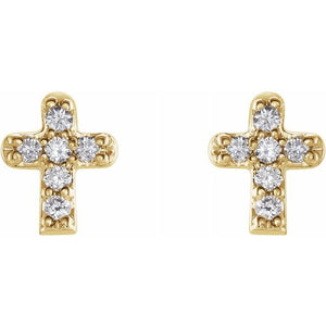 Diamond Cross Religious Earrings - Youth