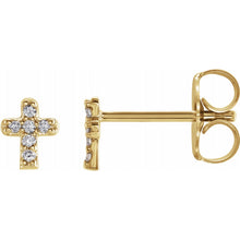 Load image into Gallery viewer, Diamond Cross Religious Earrings - Youth
