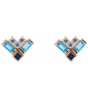 Blue Multi-Gemstone Cluster Earring