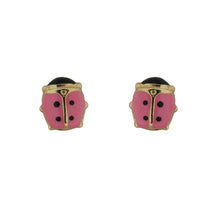 Load image into Gallery viewer, 18k Pink Ladybug Earrings youth
