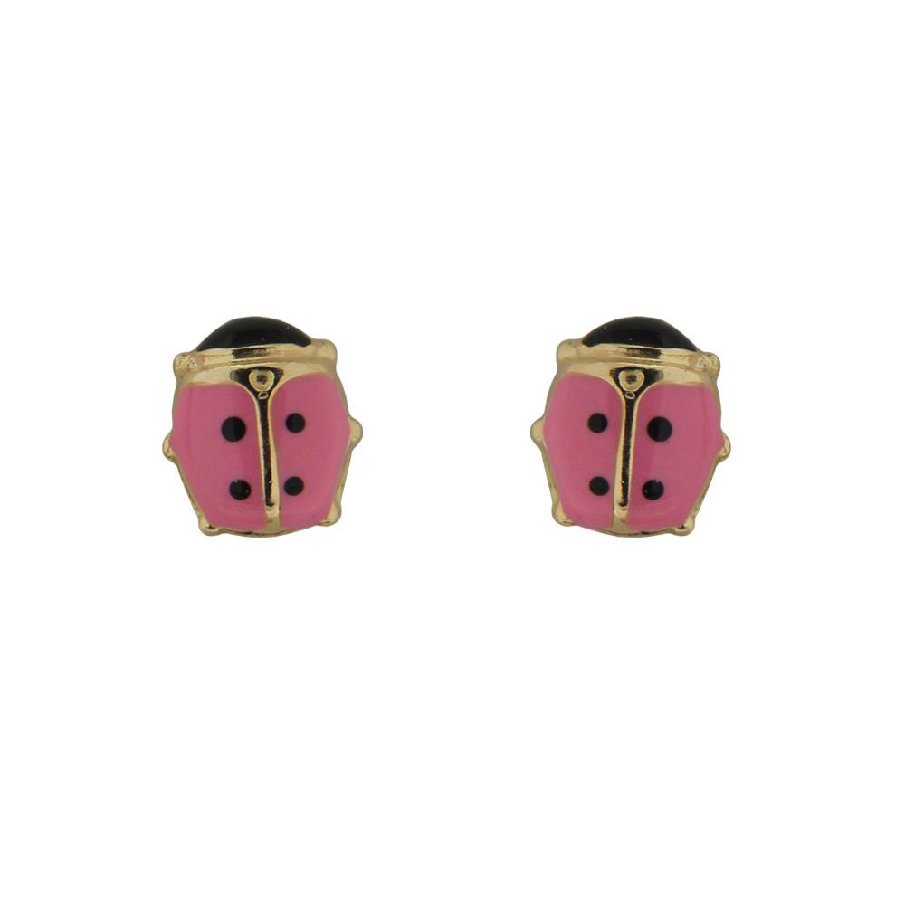 18k Pink Ladybug Earrings youth