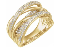 Load image into Gallery viewer, Diamond Criss-Cross Statement Ring
