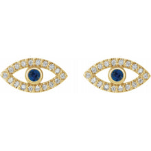 Load image into Gallery viewer, Sapphire Evil Eye Religious Earrings
