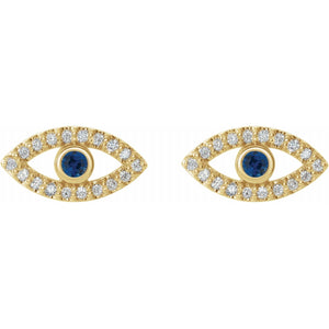 Sapphire Evil Eye Religious Earrings