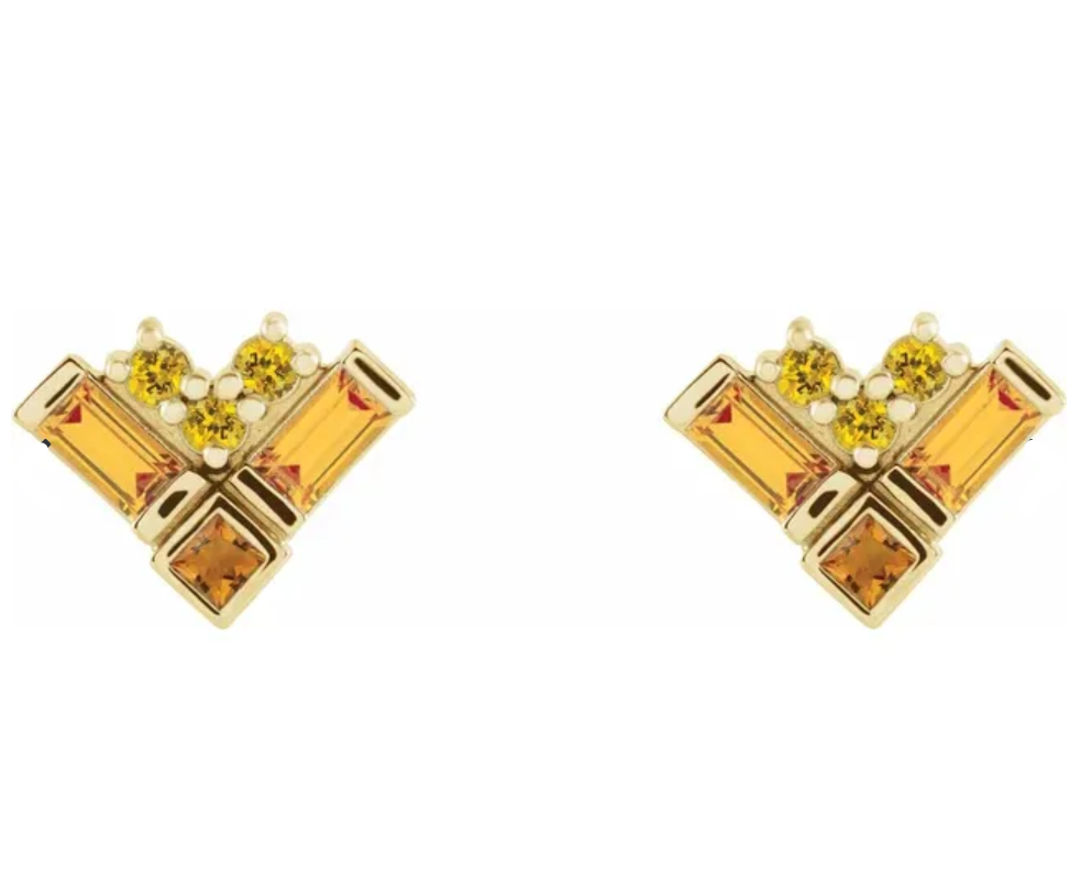 Yellow Multi Gemstone Earrings