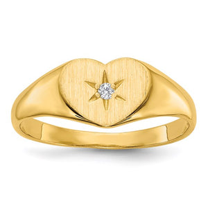 Diamond Heart Signet Ring