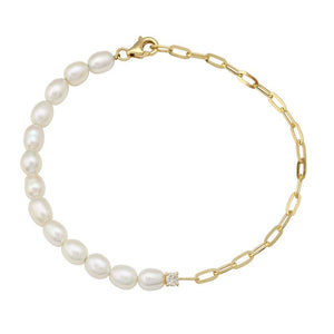 Sienna Pearl and Diamond Link Bracelet or Necklace