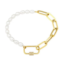 Load image into Gallery viewer, Sloan Pearl and Chain Diamond Carabiner Necklace or Bracelet
