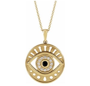 Diamond and Stone Evil Eye Necklace