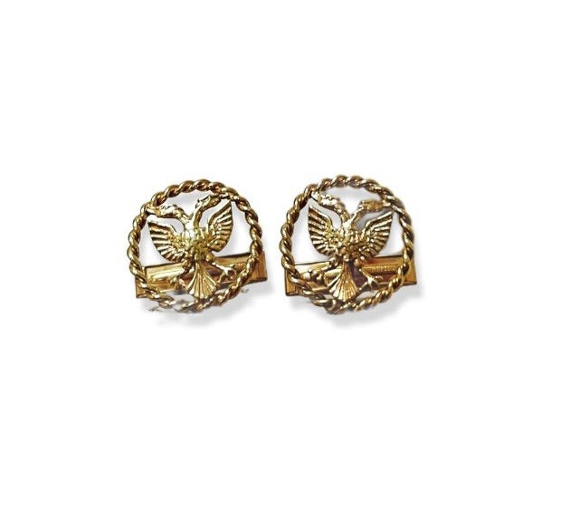 Shqipe Albanian Eagle Cuff Links with Rope Bezel