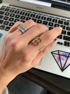 PRE-ORDER* Bebe Initial Cut Out Diamond Border Ring
