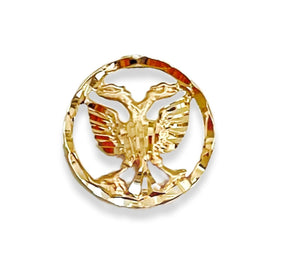 14k Solid Gold SHQIPE Albanian Eagle Diamond Cut Pin