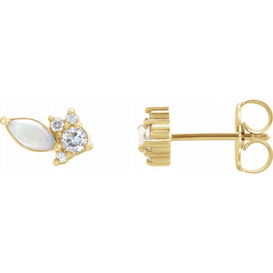 Opal and Diamond Cluster Earrings
