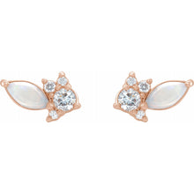 Load image into Gallery viewer, Opal and Diamond Cluster Earrings
