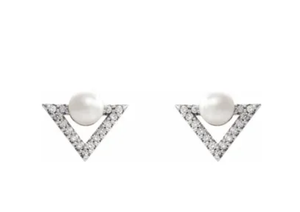 Freshwater Cultured Pearl & .20ct Diamond Earrings