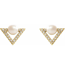 Load image into Gallery viewer, Freshwater Cultured Pearl &amp; .20ct Diamond Earrings
