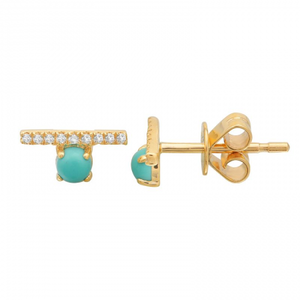 Diamond Bar and Turquoise Earring