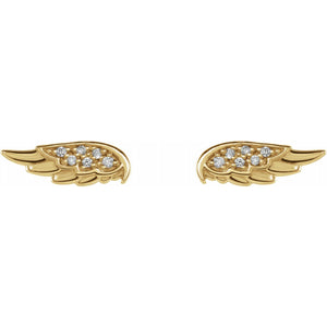 Diamond Angel Wing Religious Earrings